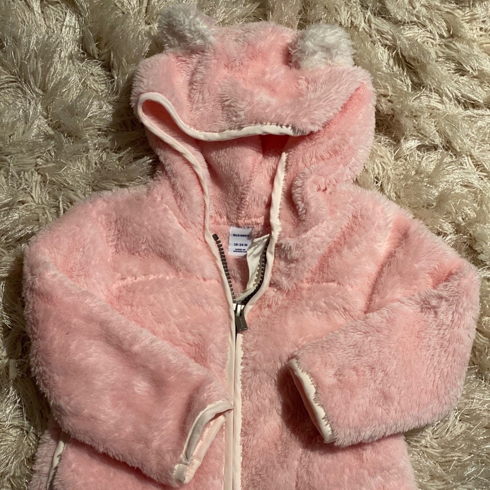 Old navy bear eared fuzzy zip up